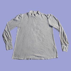 White Ribbed Long Sleeve Shirt